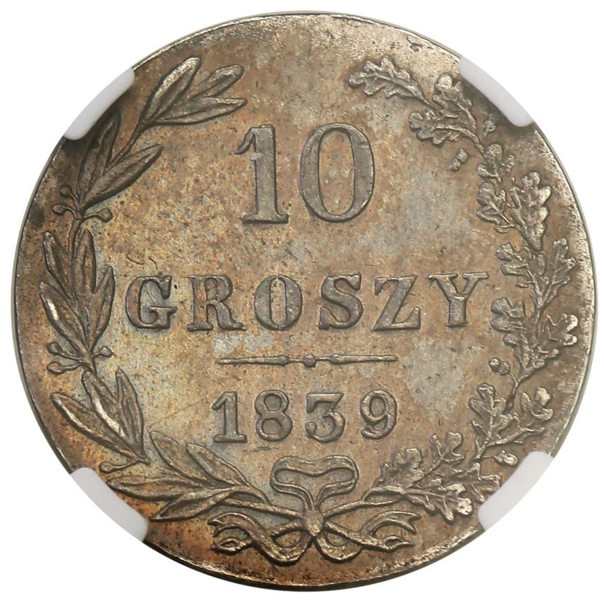 Polska XIX w./Rosja. Mikołaj I.10 groszy 1839 Warszawa NGC MS62